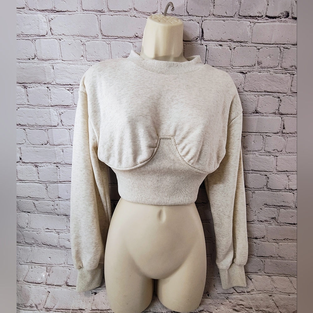 Sabo Skirt Allara Top Underwire Crop Heathered Pullover XS Heather Grey